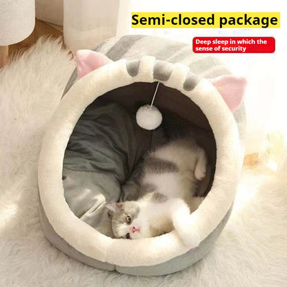 Pet Cat Nest Four Seasons Universal Semi Closed Package Cute Cat Nest Winter Warm Pet Sleeping Supplies Cat House Pet Supplies