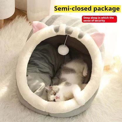 Pet Cat Nest Four Seasons Universal Semi Closed Package Cute Cat Nest Winter Warm Pet Sleeping Supplies Cat House Pet Supplies