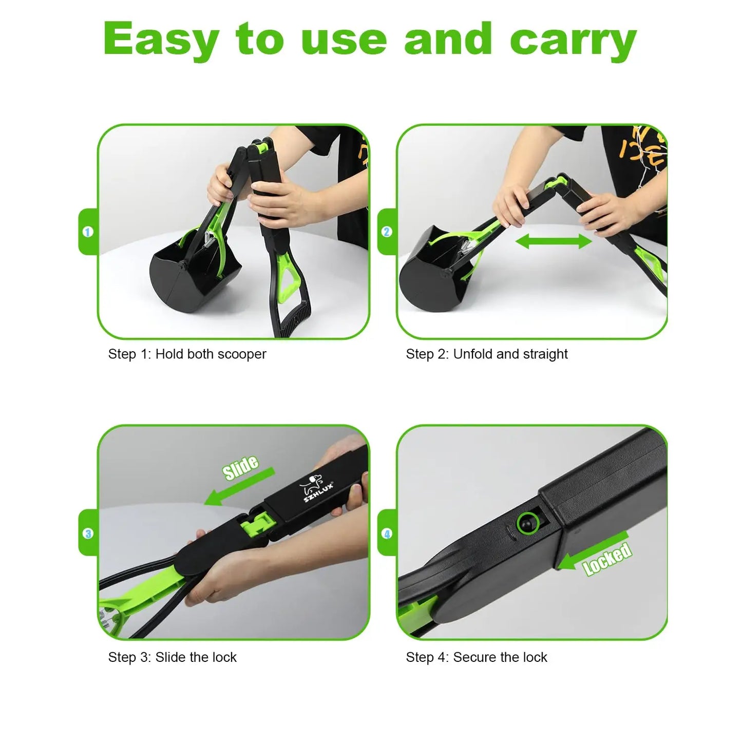 Dog Pooper Scooper Pet Long Handle Jaw Poop Scoop Picker Excrement Collector Clean Tools Outdoor Foldable Animal Feces Cleaner