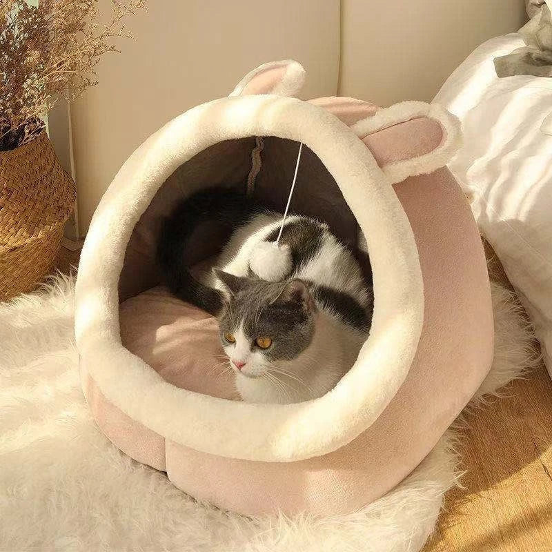 Pet Cat Nest Four Seasons Universal Semi Closed Package Cute Cat Nest Winter Warm Pet Sleeping Supplies Cat House Pet Supplies