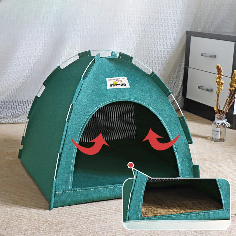 Foldable Cat House Pet Tent Four Seasons Universal Cat and Dog Pet Nest Summer Cool Mat Outdoor Portable Foldable Breathable